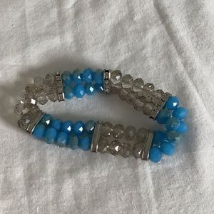 Blue & crystal stretch bracelet